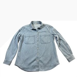 Eileen Fisher Blue Denim Chambray Button Down Long Sleeve Shirt